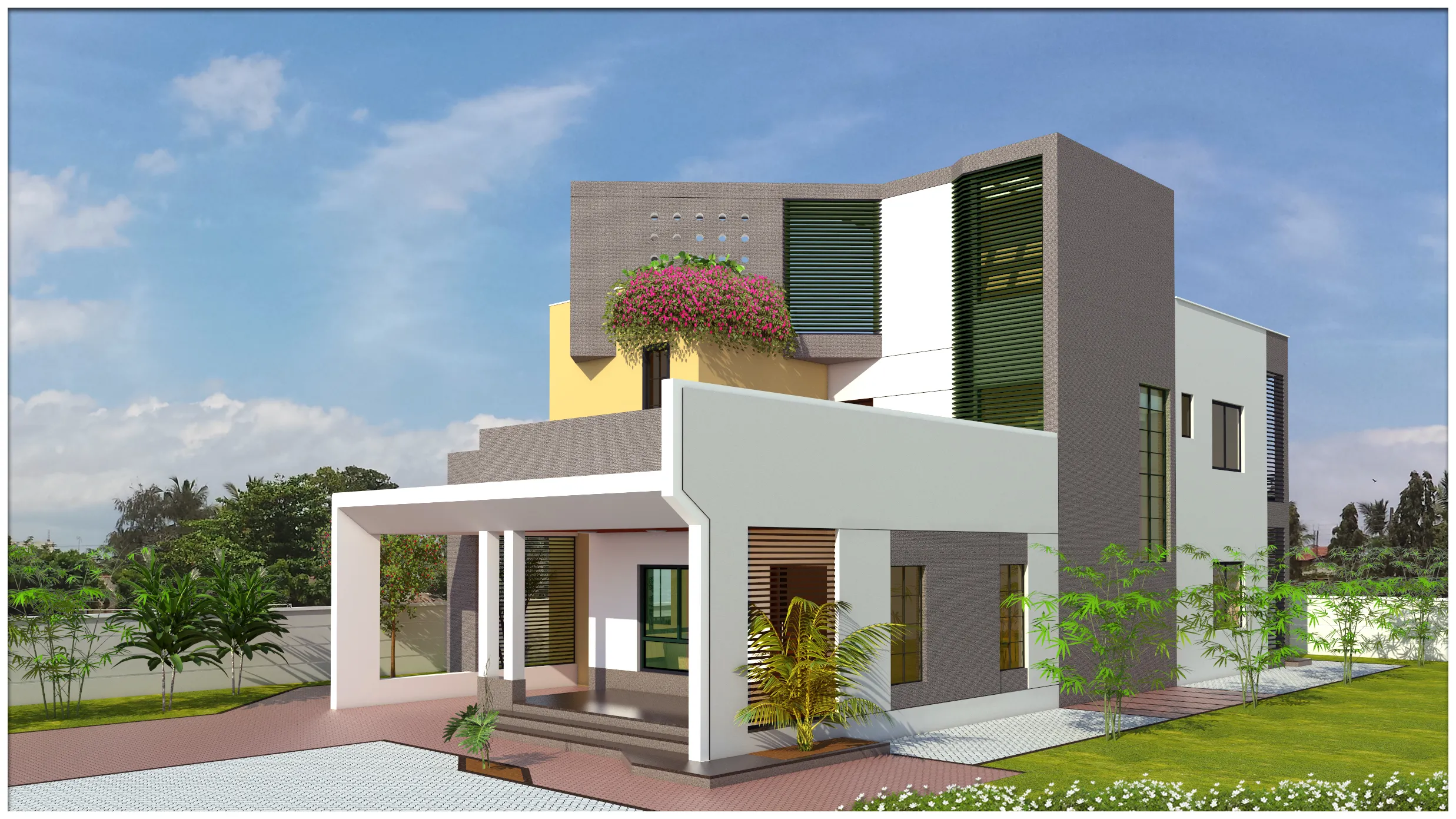 Triangle Concrete House on lake